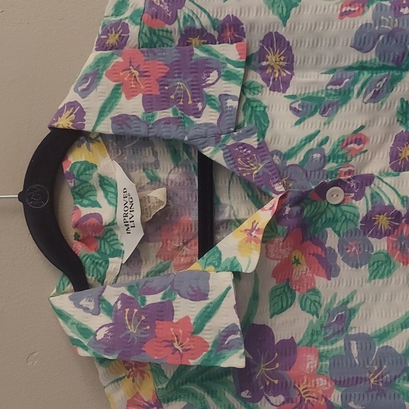BLAIR Vintage Floral Short Sleeve Button Down Collared Boxy Style Top - Picture 3 of 9